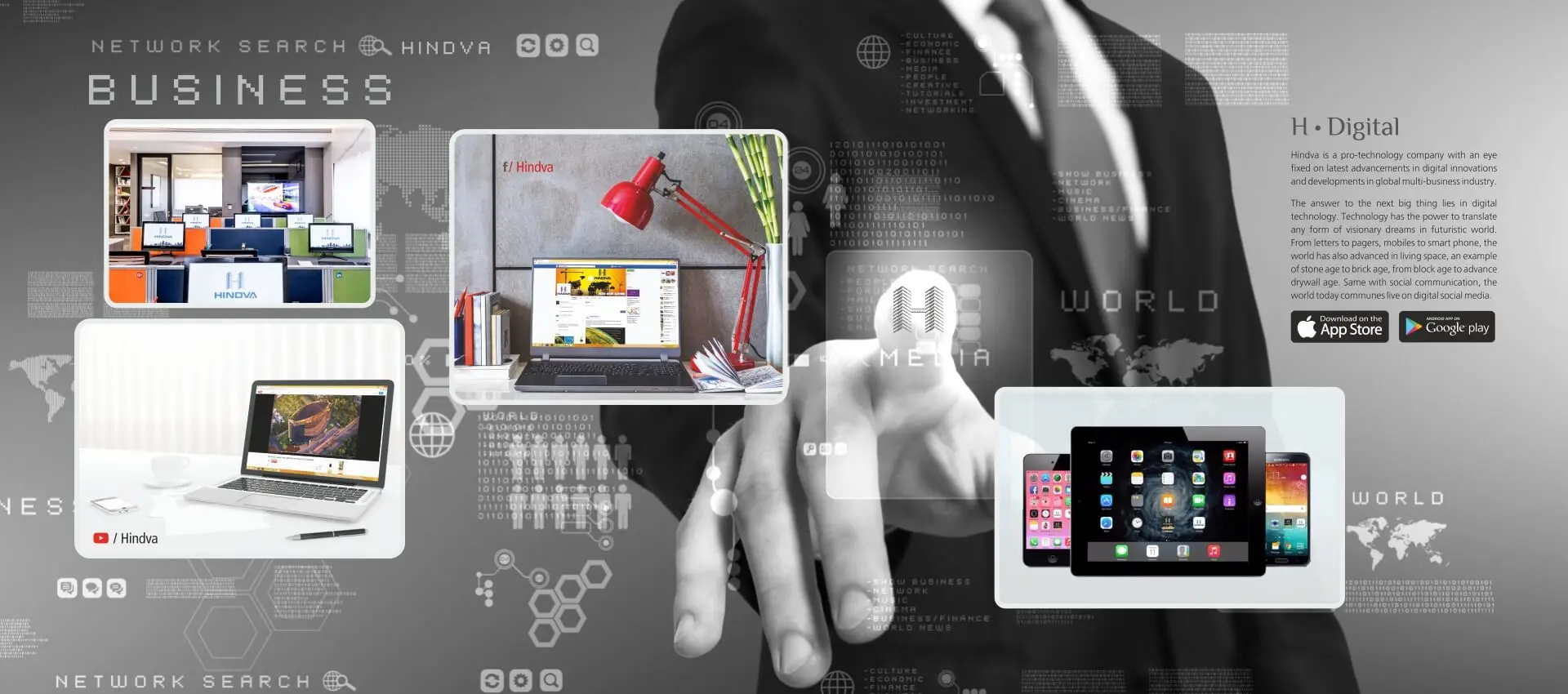 Hindva Group multidisciplinary business sectors overview slider